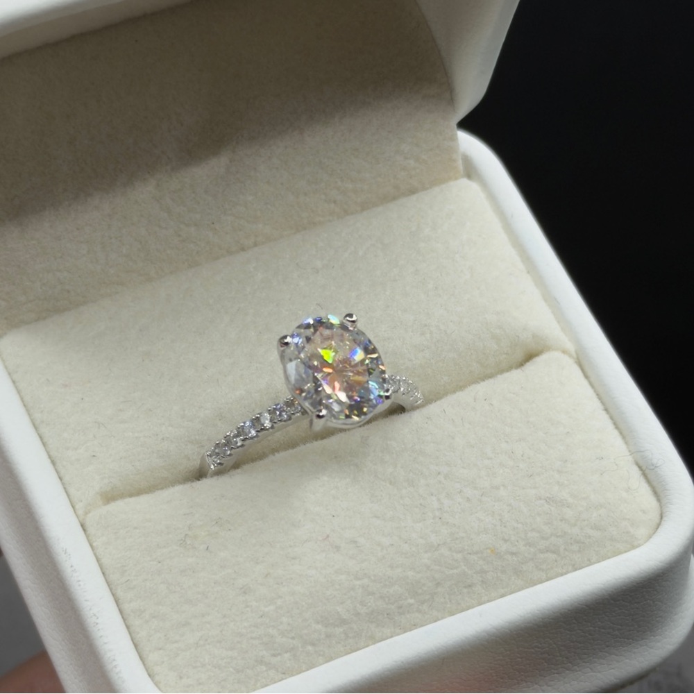 3ct oval cut real moissanite VVS1 engagement ring sz 5,6,7